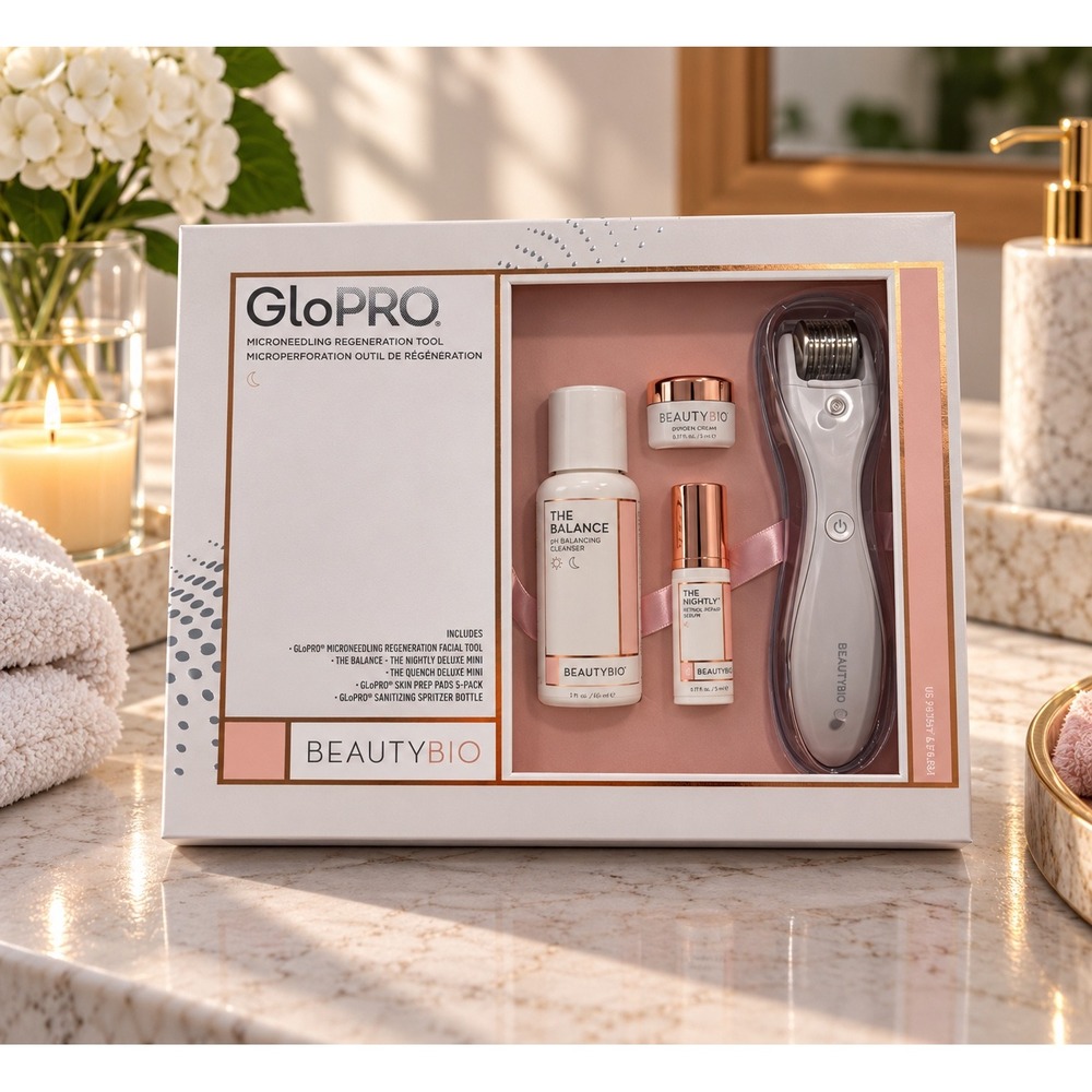 BeautyBio GloPRO Microneedling Regeneration Facial Tool Skincare Set New